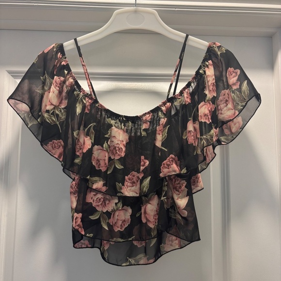 Tobi Off The Shoulder Flounce Floral Chiffon Blouse - Picture 7 of 7